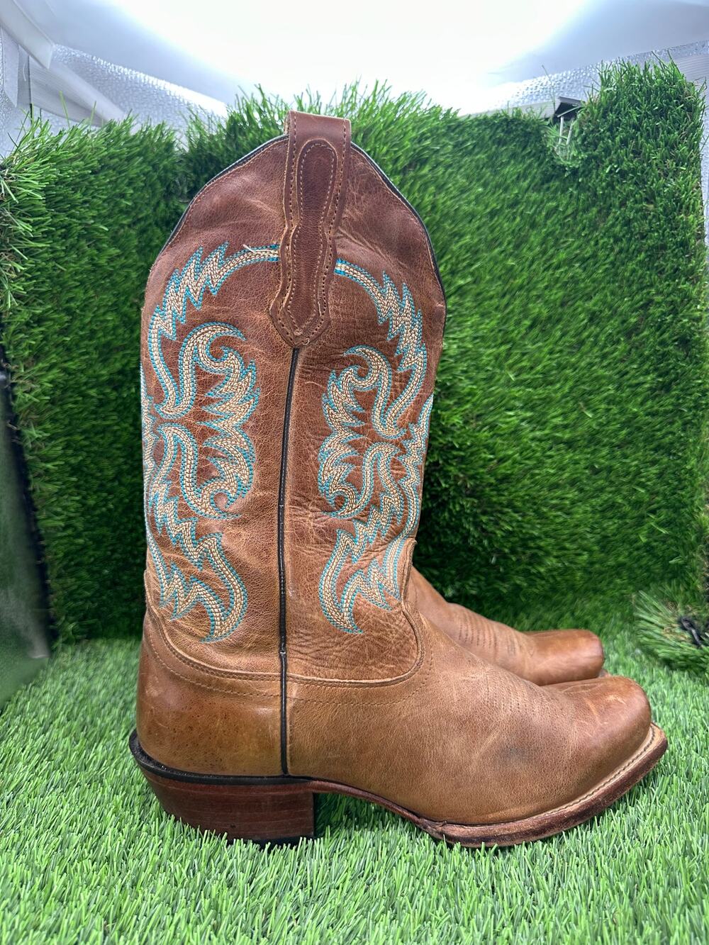 Nocona Bluebonnet 5009 Western Boot Women's 7.5B Brown Leather Mid-Calf Cowgirl